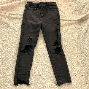 Abercrombie & Fitch black Simone High Rise Ankle Distressed Jeans - Size 27 / 4